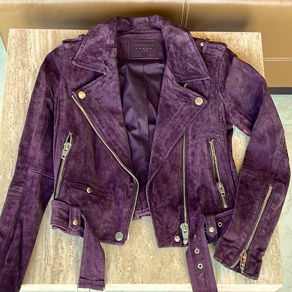 Blanknyc Morning Suede Moto Jacket - Burgundy - Size XS